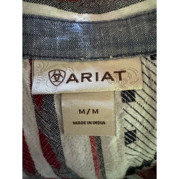 Women’s Ariat Sleeveless Aztec Shirt Button Up 10026556 New Red White Blue M - Picture 5 of 5